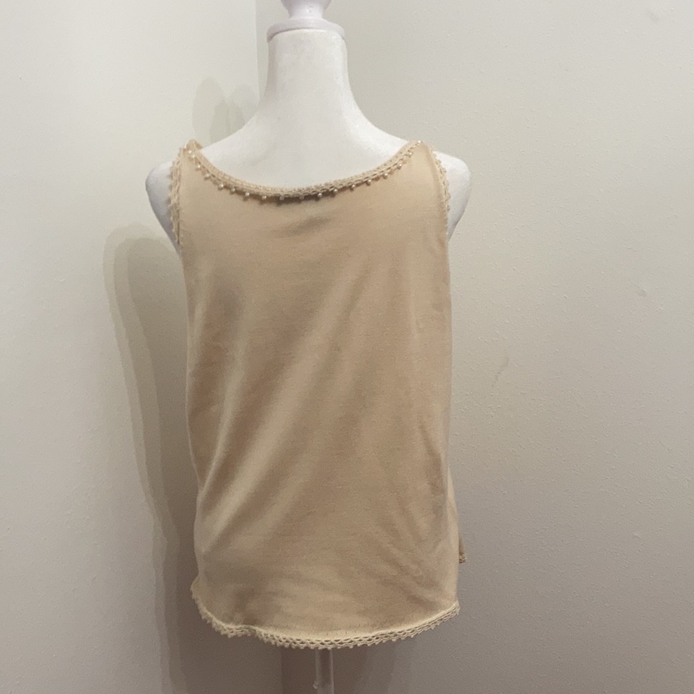EUC Lauren Ralph Lauren Beige Sleeveless Blouse with Sequins & Bead Detail XL - Picture 5 of 10